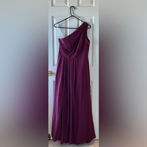 David's Bridal Strapless Plum Dress